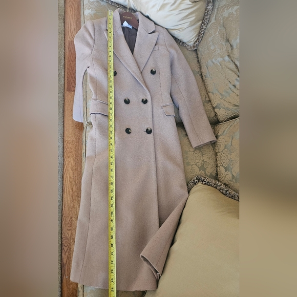 Mango Beige Double-Breasted 51% Wool Coat - Picture 10 of 16